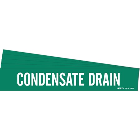 Brady CONDENSATE DRAIN Pipe Marker Style 1 Polyester White on Green 1 per Card, 5 PK 106072-PK